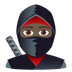 Bagaimana Ninja: Dark Skin Tone emoji terlihat di Joypixels.