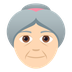 Wie Ältere Frau: helle Hautfarbe Emoji auf Joypixels aussieht.