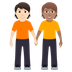 How People Holding Hands: Light Skin Tone, Medium Skin Tone emoji looks on Joypixels.