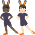 Hur Personer med kaninöron: mörk hy, ljus hy emoji ser ut på Joypixels.