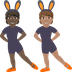 Hur Personer med kaninöron: mörk hy, mellanfärgad hy emoji ser ut på Joypixels.