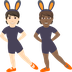Hur Personer med kaninöron: ljus hy, mellanmörk hy emoji ser ut på Joypixels.