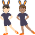 Hur Personer med kaninöron: ljus hy, mellanfärgad hy emoji ser ut på Joypixels.