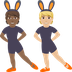 Hur Personer med kaninöron: mellanmörk hy, mellanljus hy emoji ser ut på Joypixels.
