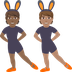 Hur Personer med kaninöron: mellanmörk hy, mellanfärgad hy emoji ser ut på Joypixels.