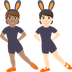 Hur Personer med kaninöron: mellanfärgad hy, ljus hy emoji ser ut på Joypixels.