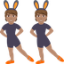 Hur Personer med kaninöron: mellanfärgad hy emoji ser ut på Joypixels.