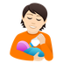 Wie Person, die Baby die Flasche gibt: helle Hautfarbe Emoji auf Joypixels aussieht.