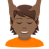 Bagaimana Person Getting Massage: Medium-Dark Skin Tone emoji terlihat di Joypixels.