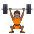 Bagaimana Person Lifting Weights: Medium-Dark Skin Tone emoji terlihat di Joypixels.