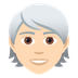 Wie Person: helle Hautfarbe, weißes Haar Emoji auf Joypixels aussieht.