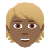 Wie Person: mitteldunkle Hautfarbe, blondes Haar Emoji auf Joypixels aussieht.