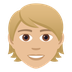 How Person: Medium-Light Skin Tone, Blond Hair emoji looks on Joypixels.