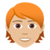 Wie Person: mittelhelle Hautfarbe, rotes Haar Emoji auf Joypixels aussieht.