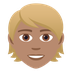 Wie Person: mittlere Hautfarbe, blondes Haar Emoji auf Joypixels aussieht.