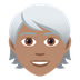 Wie Person: mittlere Hautfarbe, weißes Haar Emoji auf Joypixels aussieht.