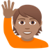 How Person Raising Hand: Medium Skin Tone emoji looks on Joypixels.