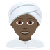 Wie Person mit Turban: dunkle Hautfarbe Emoji auf Joypixels aussieht.