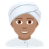 Wie Person mit Turban: mittlere Hautfarbe Emoji auf Joypixels aussieht.