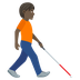 How Person with White Cane Facing Right: Dark Skin Tone emoji looks on Joypixels.