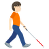 How Person with White Cane Facing Right: Light Skin Tone emoji looks on Joypixels.