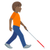 How Person with White Cane Facing Right: Medium-Dark Skin Tone emoji looks on Joypixels.