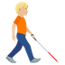 How Person with White Cane Facing Right: Medium-Light Skin Tone emoji looks on Joypixels.