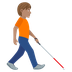 How Person with White Cane Facing Right: Medium Skin Tone emoji looks on Joypixels.