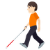 How Person with White Cane: Light Skin Tone emoji looks on Joypixels.