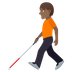 How Person with White Cane: Medium-Dark Skin Tone emoji looks on Joypixels.