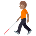 How Person with White Cane: Medium Skin Tone emoji looks on Joypixels.