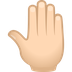 How Raised Back of Hand: Light Skin Tone emoji looks on Joypixels.