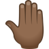 Wie Erhobene Hand von hinten: mitteldunkle Hautfarbe Emoji auf Joypixels aussieht.