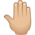 How Raised Back of Hand: Medium-Light Skin Tone emoji looks on Joypixels.