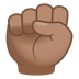 Bagaimana Raised Fist: Medium Skin Tone emoji terlihat di Joypixels.