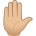 Wie Erhobene Hand: mittelhelle Hautfarbe Emoji auf Joypixels aussieht.