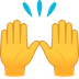 How Raising Hands emoji looks on Joypixels.