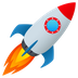 Bagaimana Rocket emoji terlihat di Joypixels.