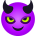 Bagaimana Smiling Face with Horns emoji terlihat di Joypixels.