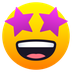 Bagaimana Star-Struck emoji terlihat di Joypixels.