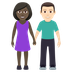 How Woman and Man Holding Hands: Dark Skin Tone, Light Skin Tone emoji looks on Joypixels.