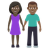 Bagaimana Woman and Man Holding Hands: Dark Skin Tone, Medium-Dark Skin Tone emoji terlihat di Joypixels.