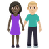 Bagaimana Woman and Man Holding Hands: Dark Skin Tone, Medium-Light Skin Tone emoji terlihat di Joypixels.