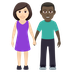 Bagaimana Woman and Man Holding Hands: Light Skin Tone, Dark Skin Tone emoji terlihat di Joypixels.