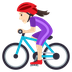 Bagaimana Woman Biking: Light Skin Tone emoji terlihat di Joypixels.