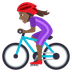 How Woman Biking: Medium-Dark Skin Tone emoji looks on Joypixels.