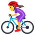 Bagaimana Woman Biking emoji terlihat di Joypixels.