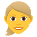 How Woman: Blond Hair emoji looks on Joypixels.