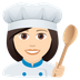 How Woman Cook: Light Skin Tone emoji looks on Joypixels.