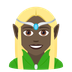 Bagaimana Woman Elf: Dark Skin Tone emoji terlihat di Joypixels.